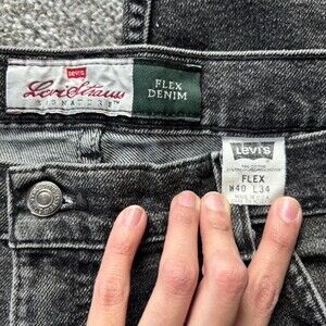 Vintage 90s Grunge Grey Levis Men streetwear Black Straight Leg Jeans W40 - L34